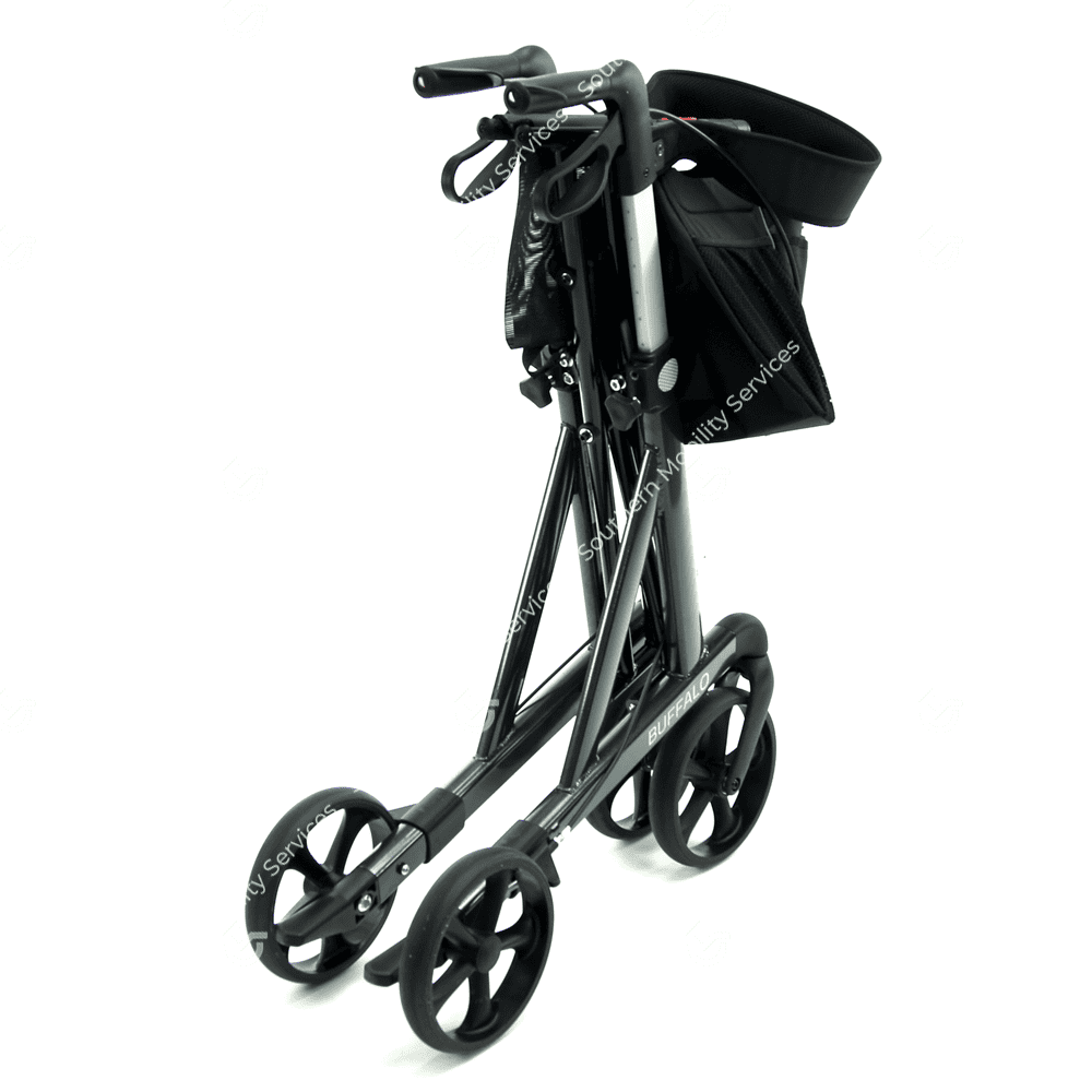 buffalo 4 wheel rollator walker heavy duty folded