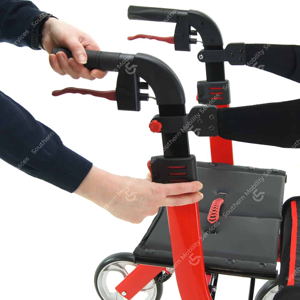 red nitro rollator easy adjustable handle height