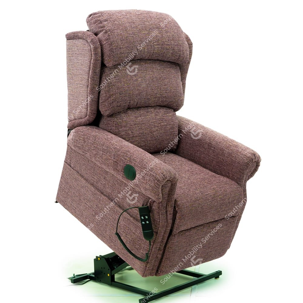 single motor tilt in space riser recliner chair raised