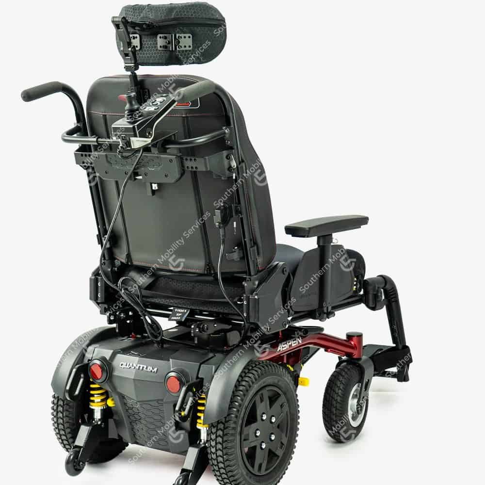 quantum aspen attendant powerchair rear view