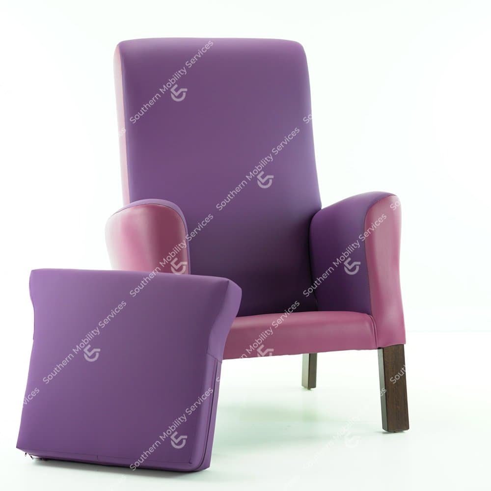 waterproof mobility hight back chair in two tone purple