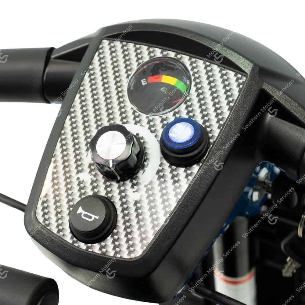 used blue vista portable mobility scooter tiller